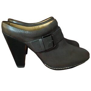 Eurosoft by Sofft Sacha Heels Womens 7.5 M Brown Leather Slip On Cone Heel Mules
